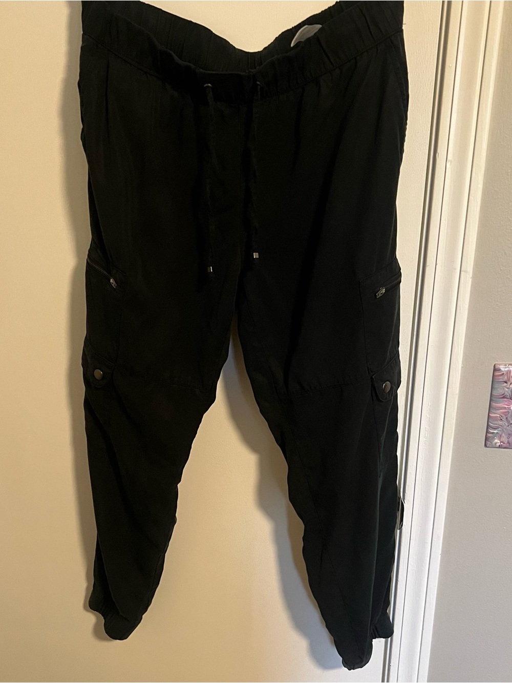 Banana Republic Petite Medium Black Lyocell Soft Cargo Jogger Drawstring Pants